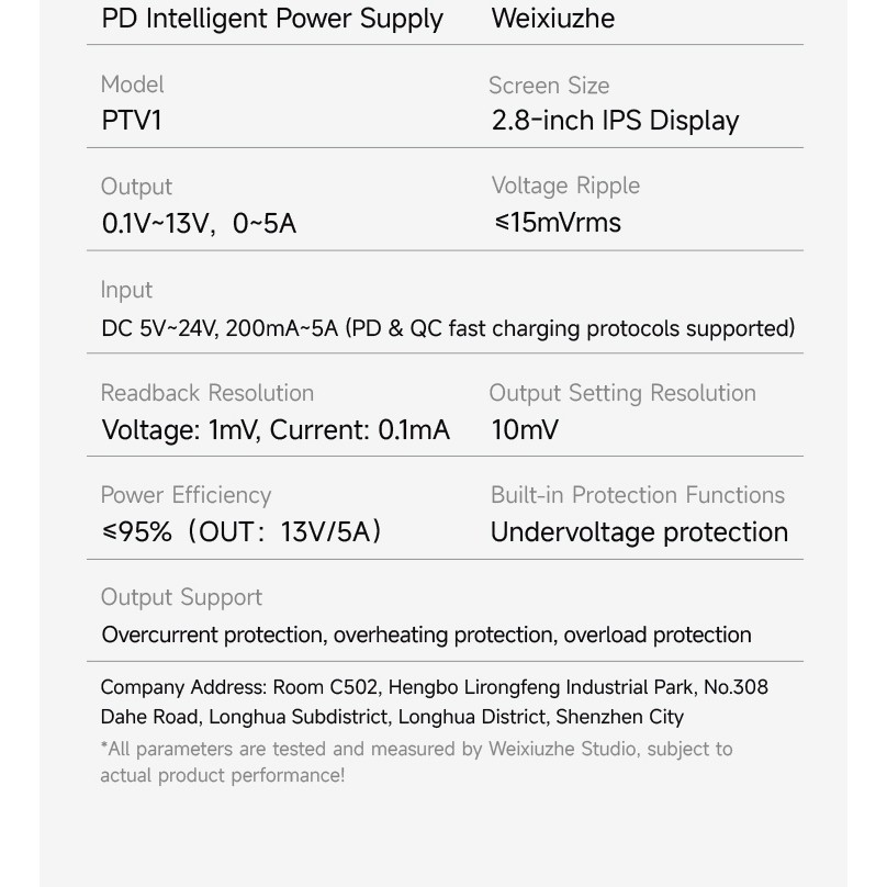 WEIXIUZHE Current Tester PD Portable Power Bank Powered AI Current Analyzer Tool