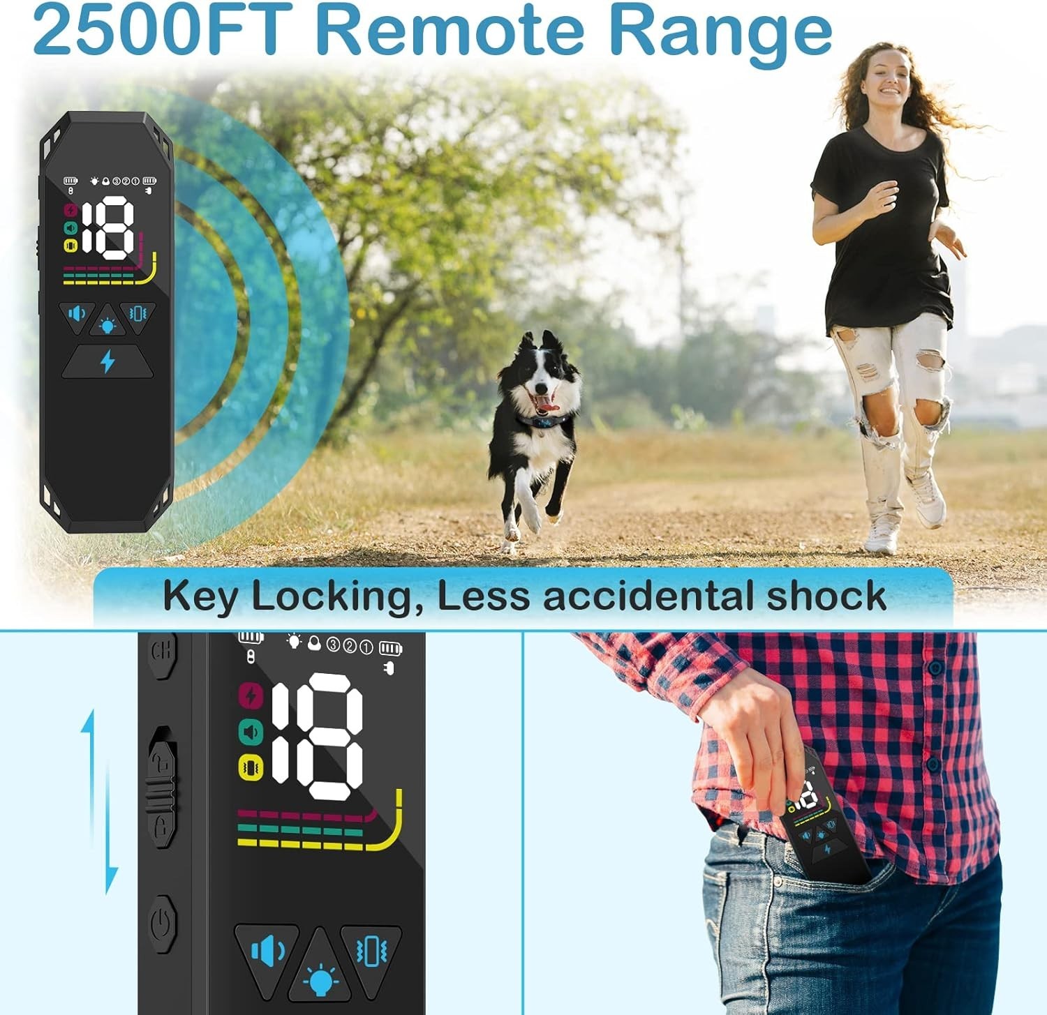 Dog Training Collar with Remote Control, 2500FT Coverage Range and 4 Training...