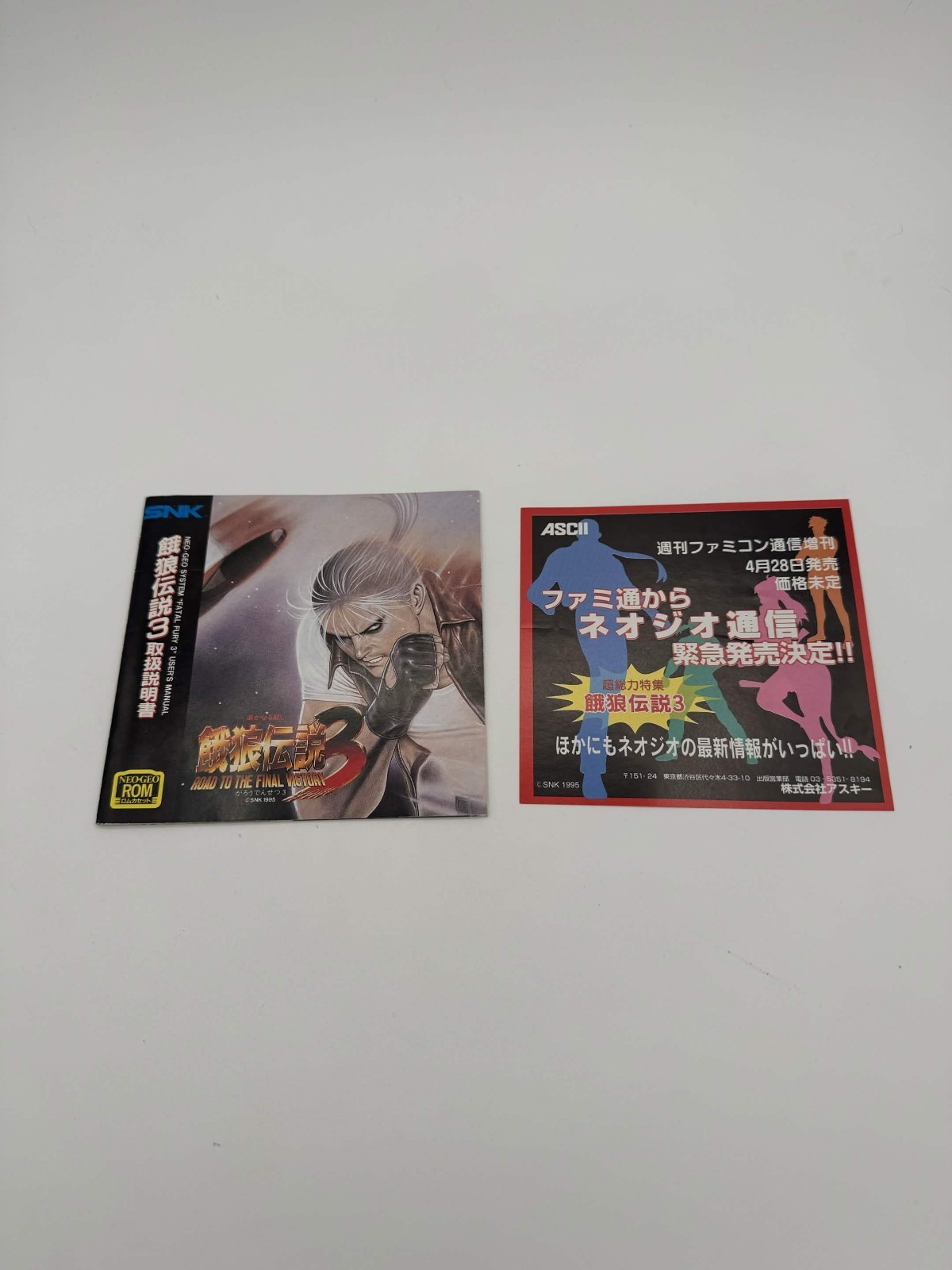 JPN Fatal Fury 3 NEO GEO AES *MANUAL ONLY* Japan Import NEOGEO