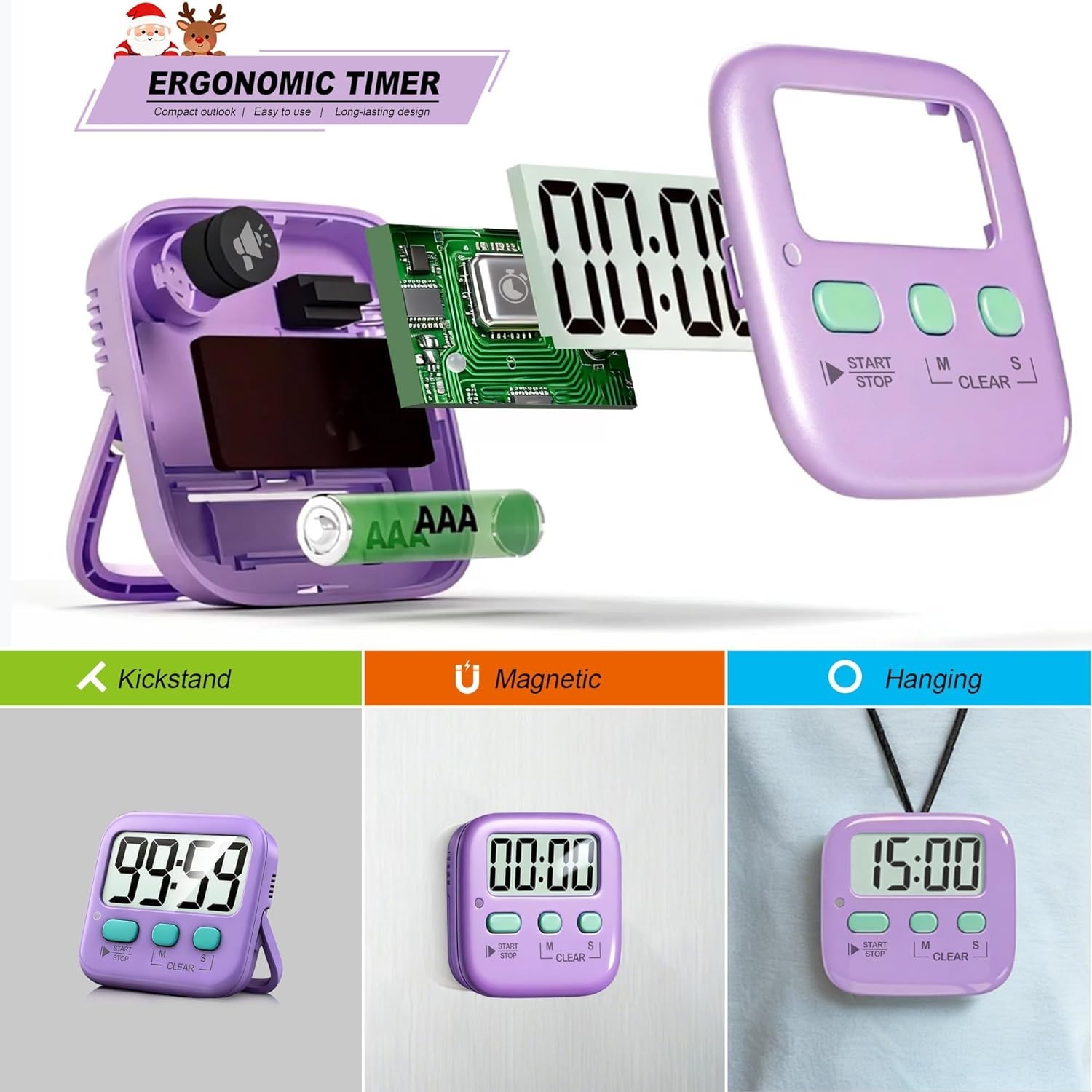 2 Pack Digital Timer for Kids, Magnetic Countdown Kitchen Timers for Cooking,...