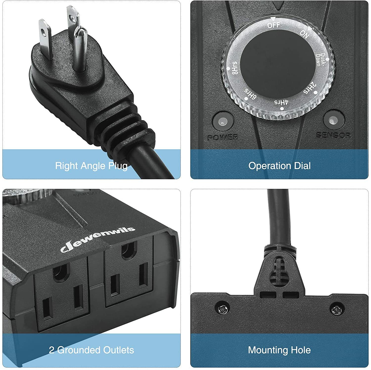 DEWENWILS 24-Hour Outdoor Timer Light Sensor Plug in Outlet Timer for Pool Pump