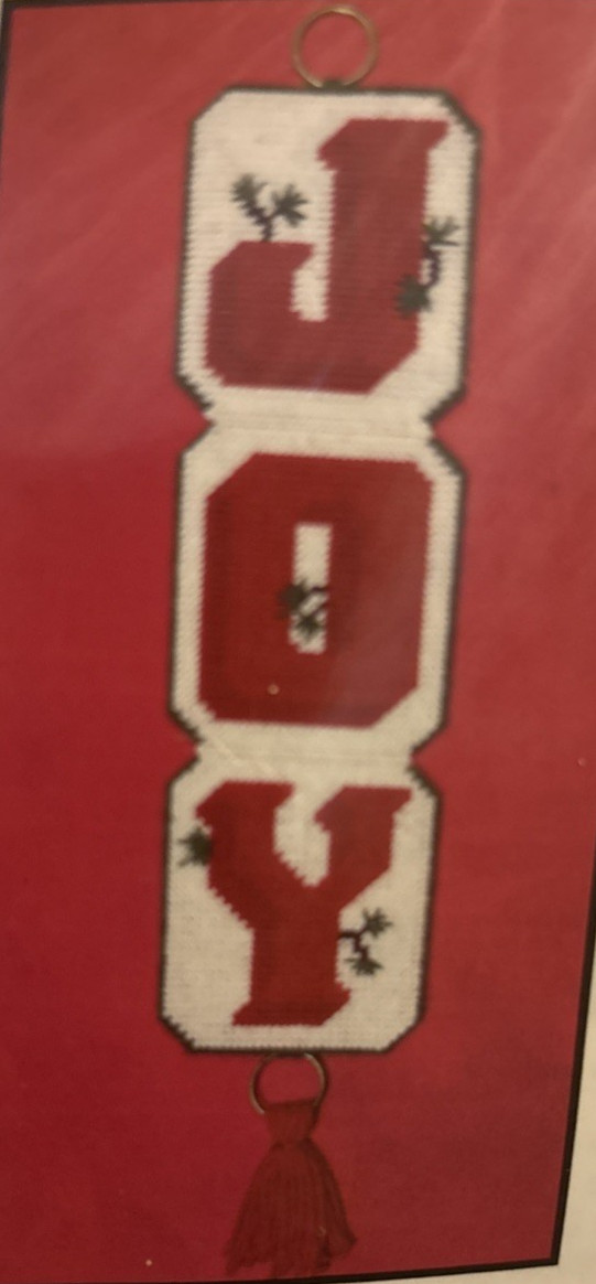 Vtg Rare Herrschners JOY WALL HANGING Needlepoint 1993 pattern
