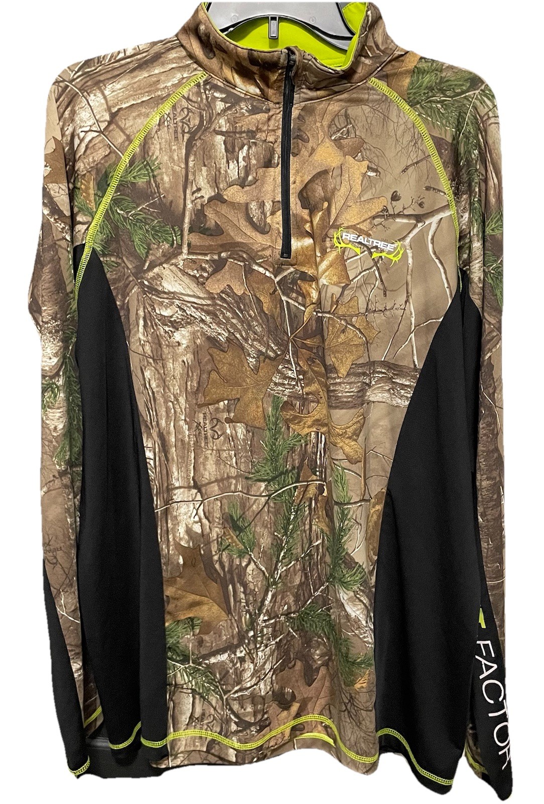REALTREE Men's 1/4 Zip Camo BLACK Pullover Hunting Jacket Shirt szL Scent Factor