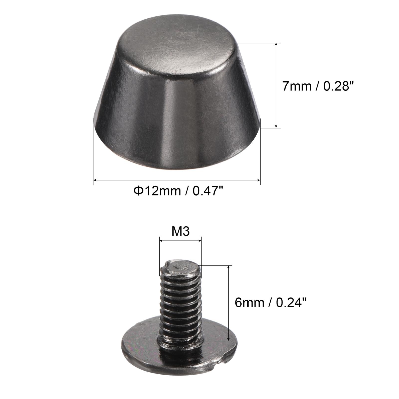12x7mm Rivet Studs Screw Back Flat Cable Feet Stud Dark Grey 8pcs