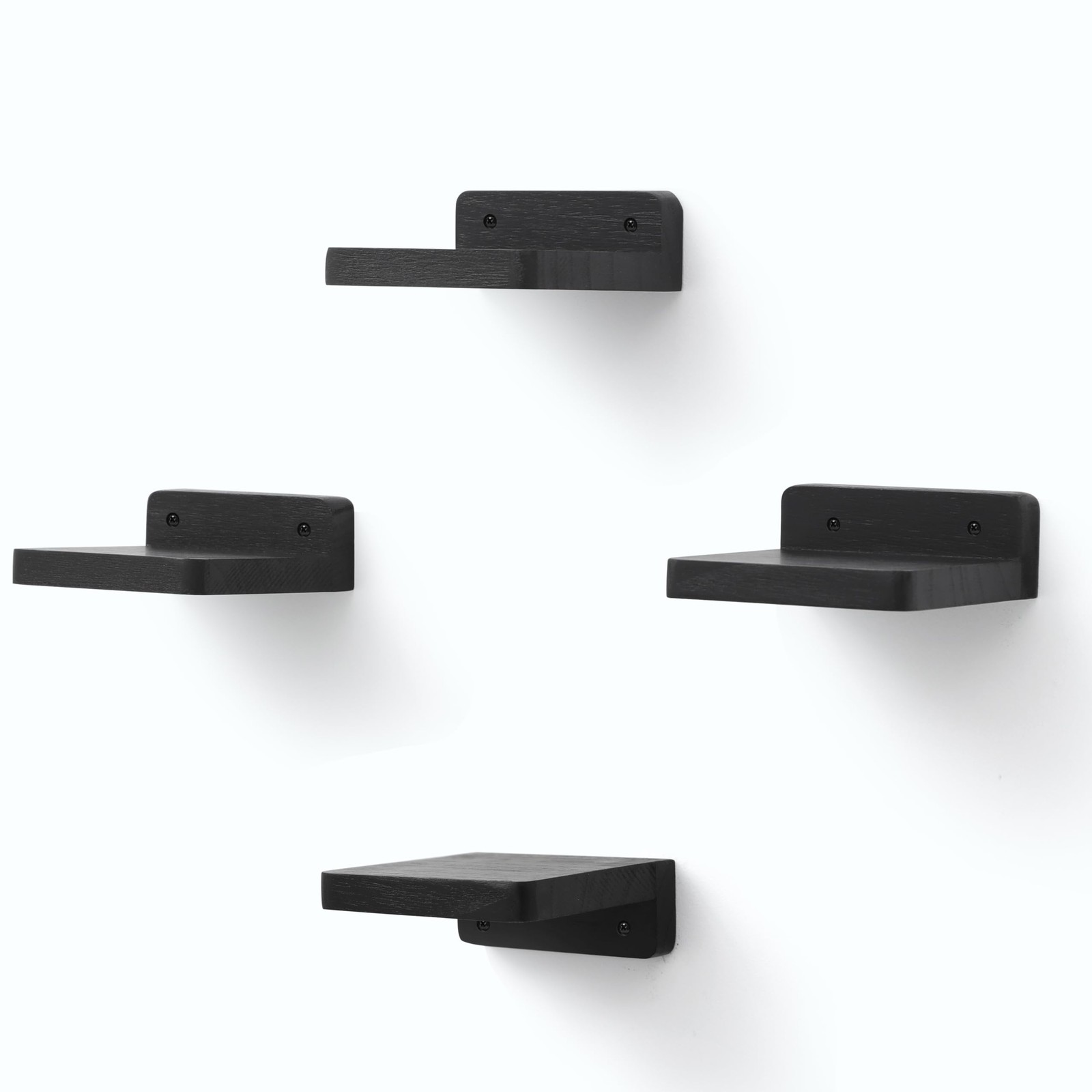 Mini Floating Wall Shelves Rustic Wood Display Ledges 4x4 Inch Black