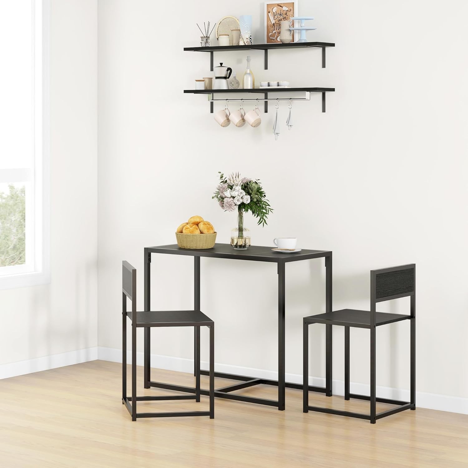 Small Dining Table Set for 2, Kitchen Table and Chairs Set, Compact Dining Sets