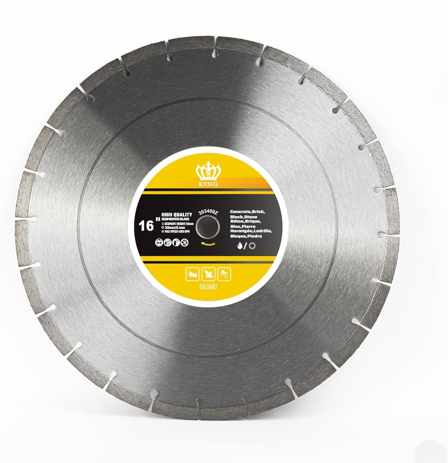 Kingthai 16” Diamond Saw Blade 400mm Concrete Masonry Wet/Dry 1” Arbor - OB