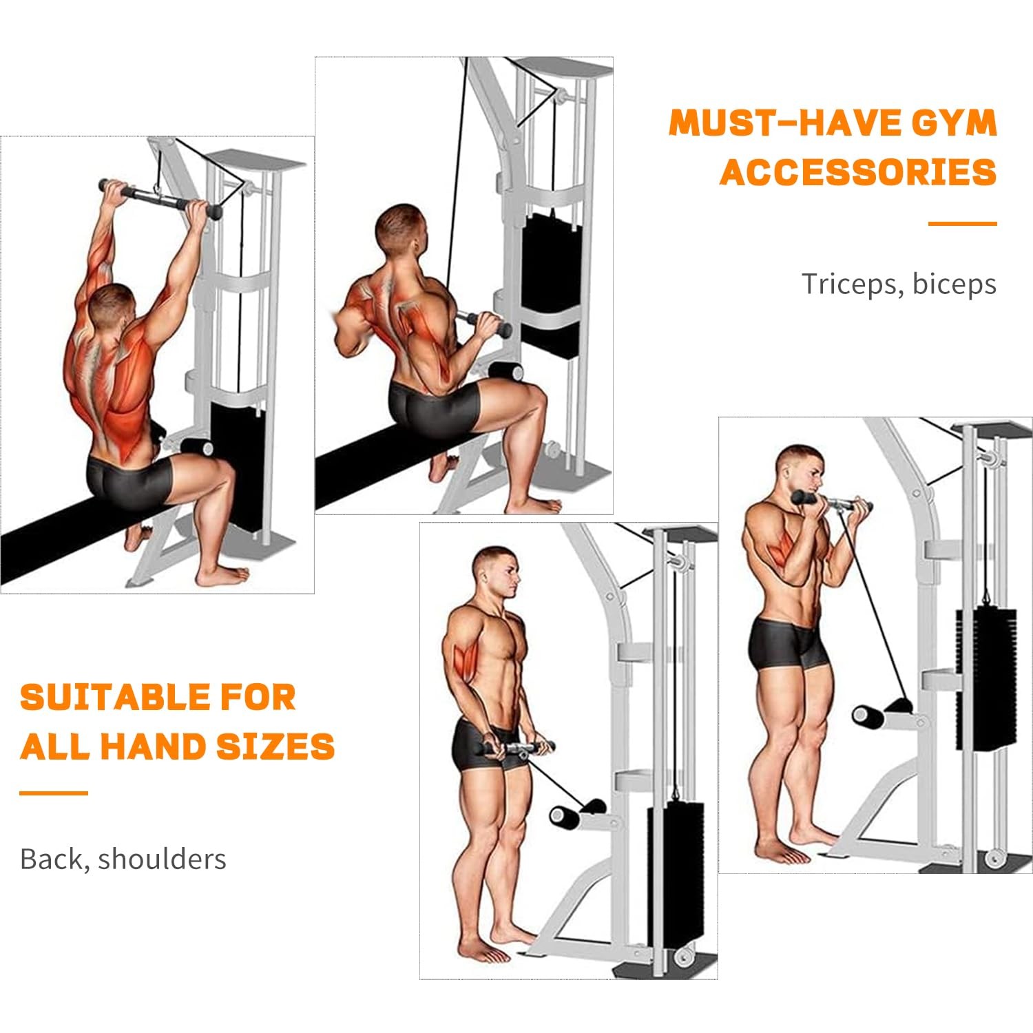 Berufexp Straight Bar, Pull Down Bar 360 Rotating, Lat Pulldown Black