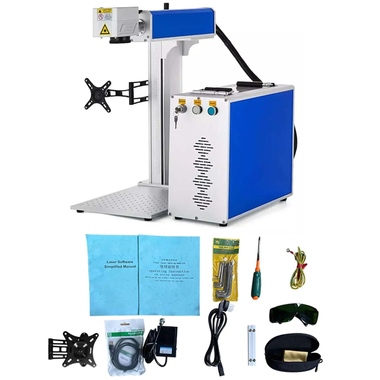 30W Fiber Laser Marking Machine Engraving Cutter w/ EZCAD2 Control Software