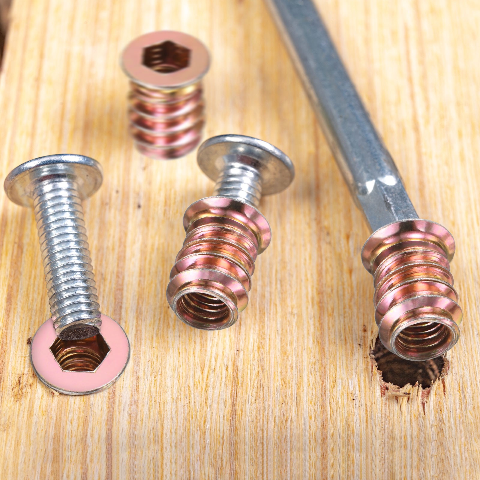 20-Pack Threaded Inserts for Wood, M6x15mm Threaded Insert Nuts [Gold Tone]