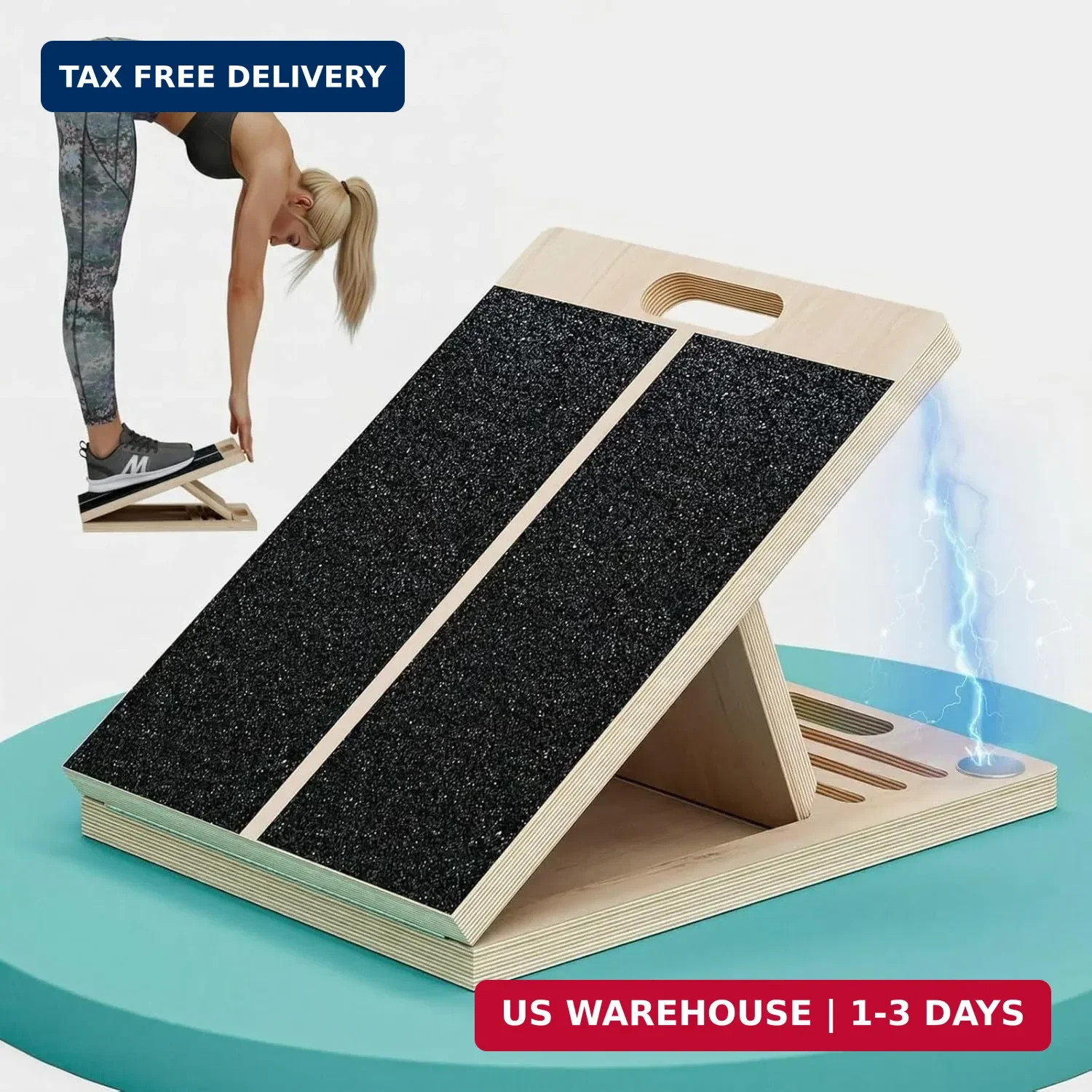 Slant Board for Calf-Stretching - Adjustable Wooden Incline Wedge for Squats and