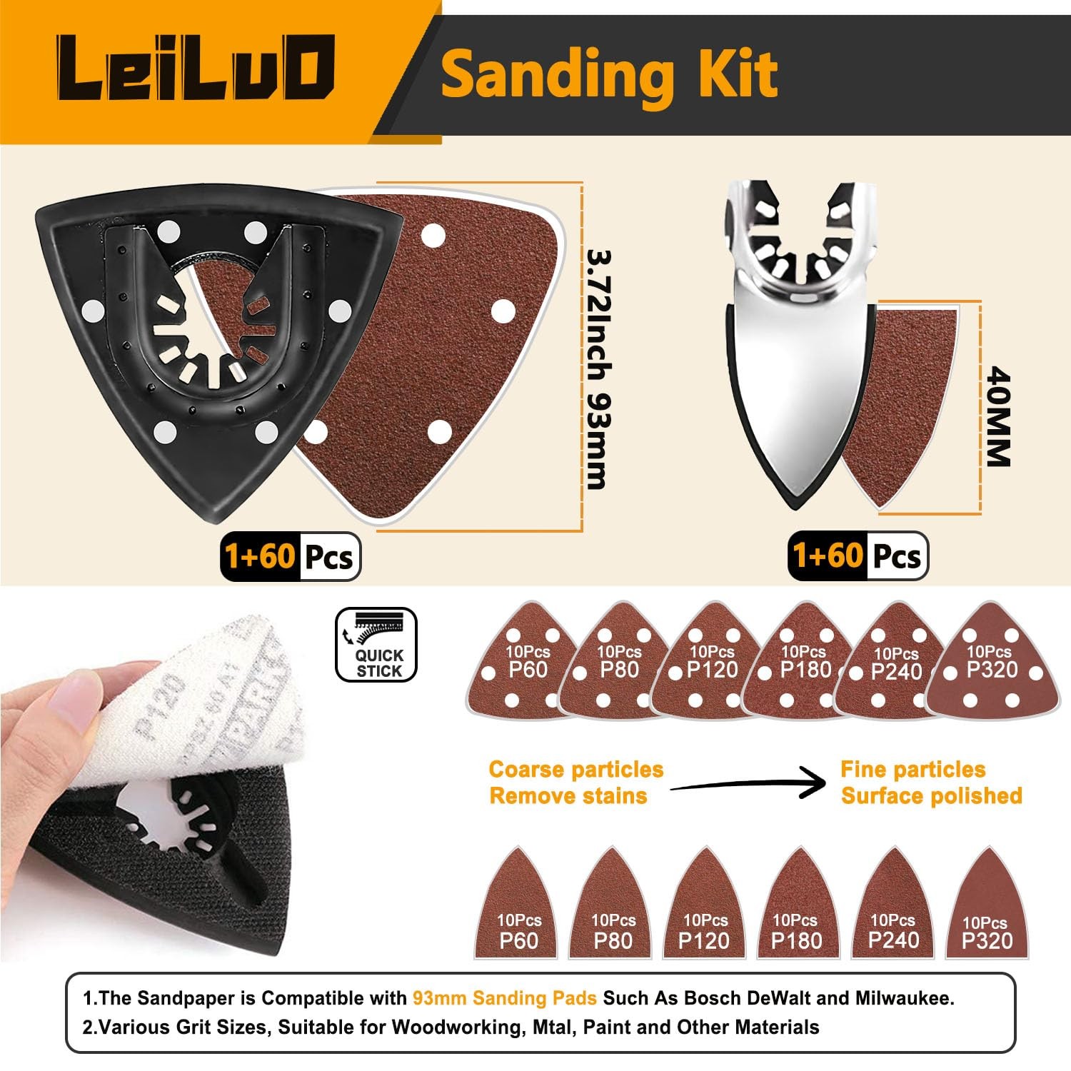LEILUO 156 Pcs Multitool Blade Kits Oscillating Tool 156Pcs Set, BLACK