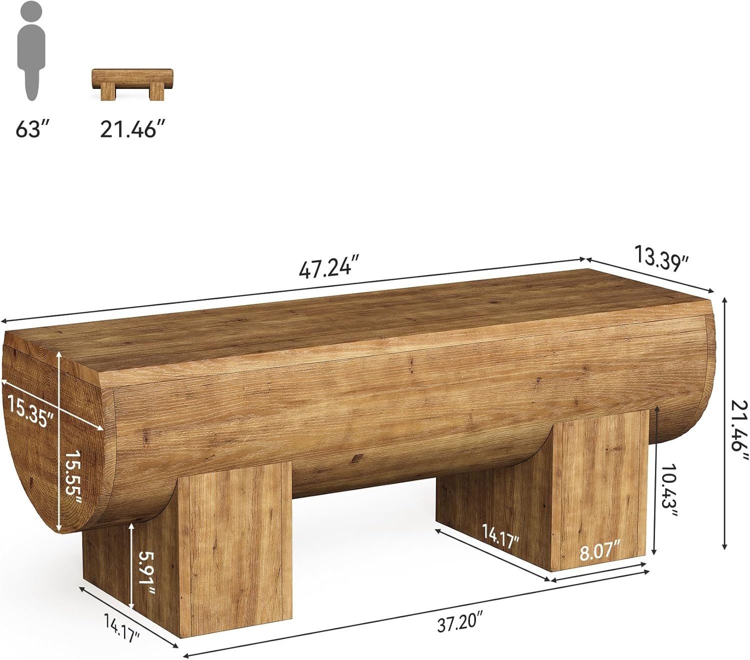 Solid Wood Entryway Bench End-of-bed Bench Supports Up To 300 Pounds