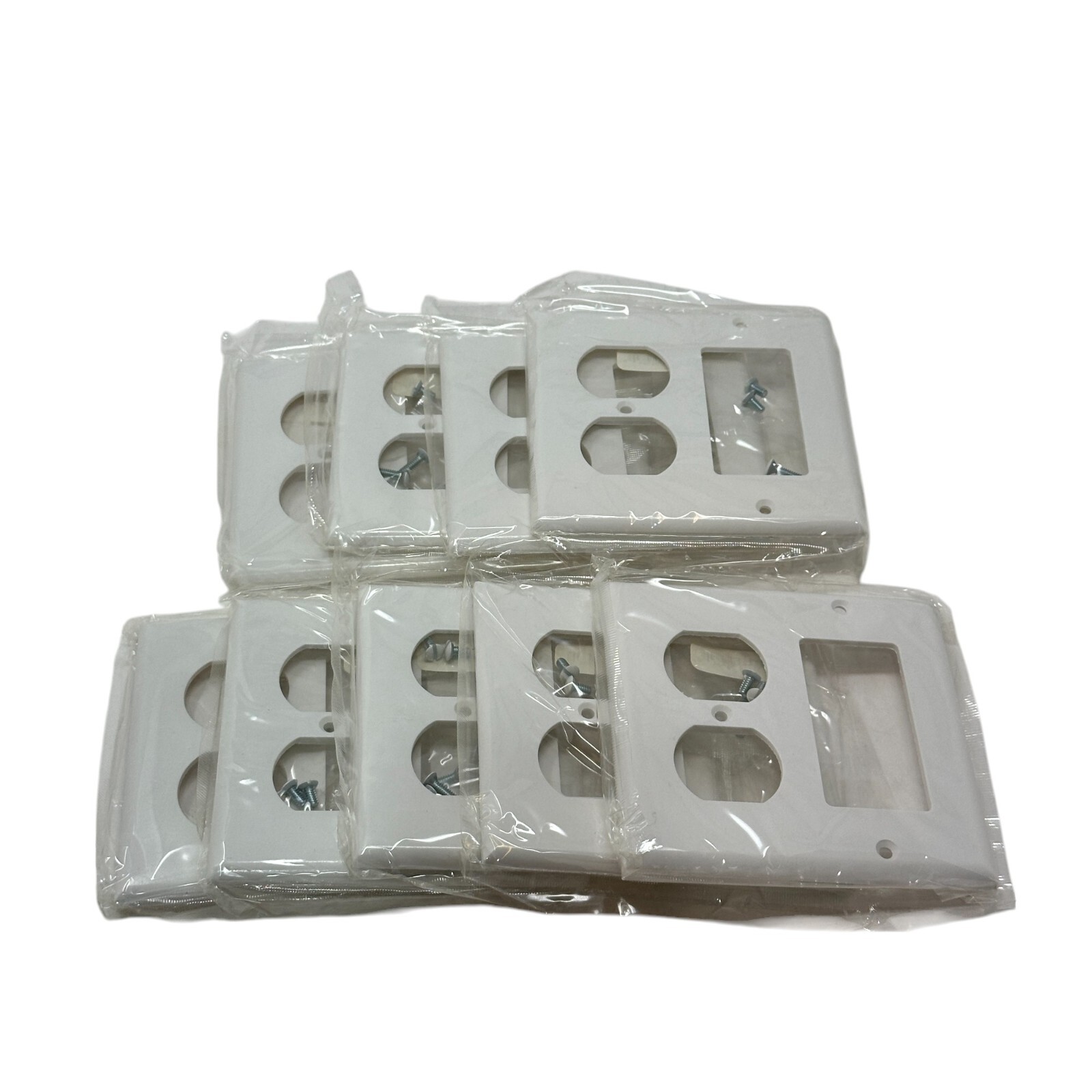 Lot of 9 Cooper Wiring 2-Gang White Combination Decorator & Switch Plate 2157W