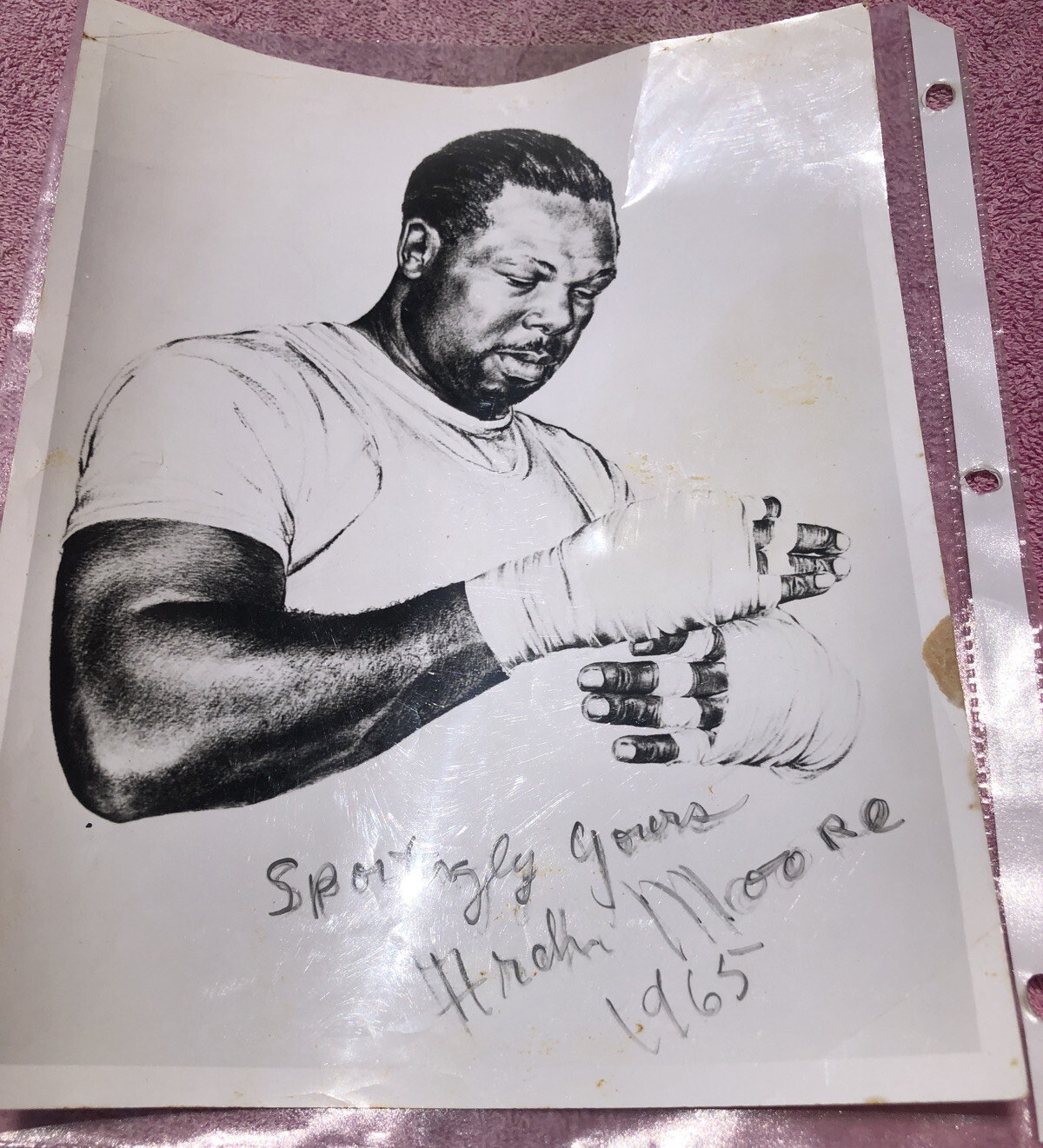 Vintage ARCHIE MOORE Signed Print Photo Dated 1965