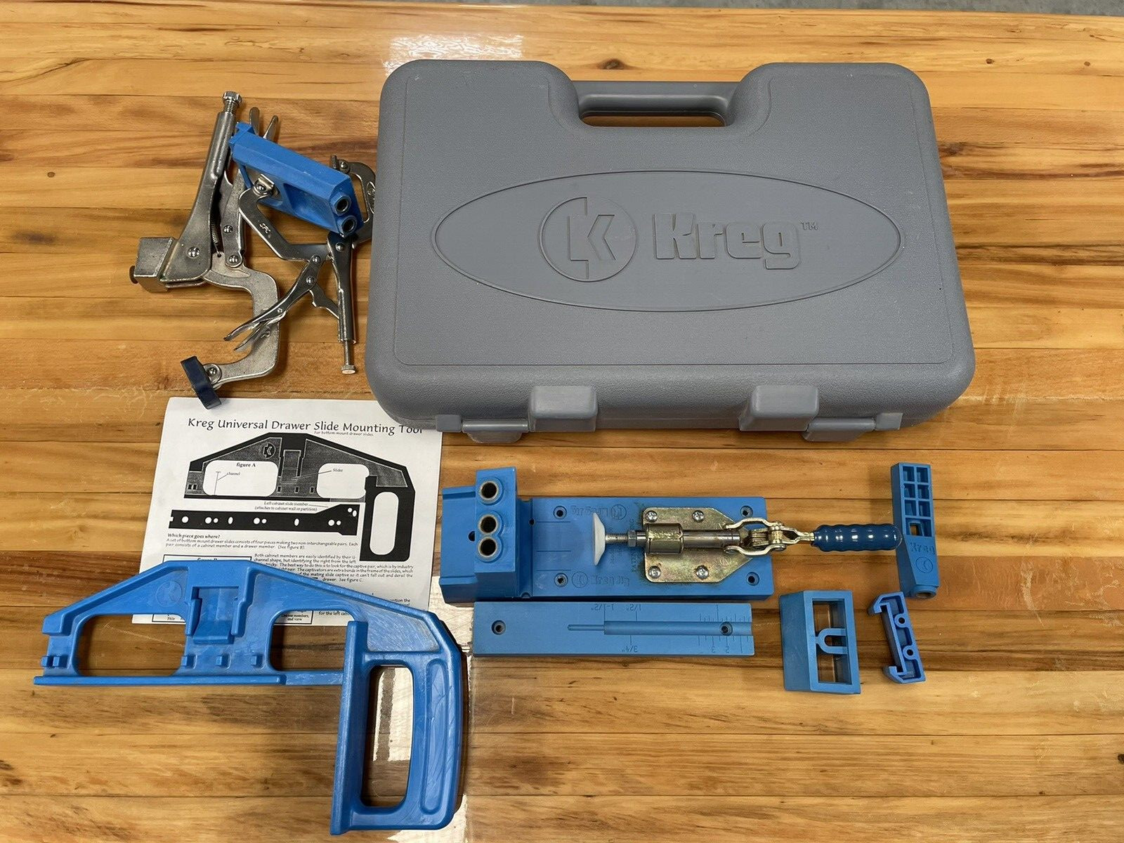 Kreg Jig System Lot 12 Each w/Kreg Case & Universal Drawer Slide Mounting Tool