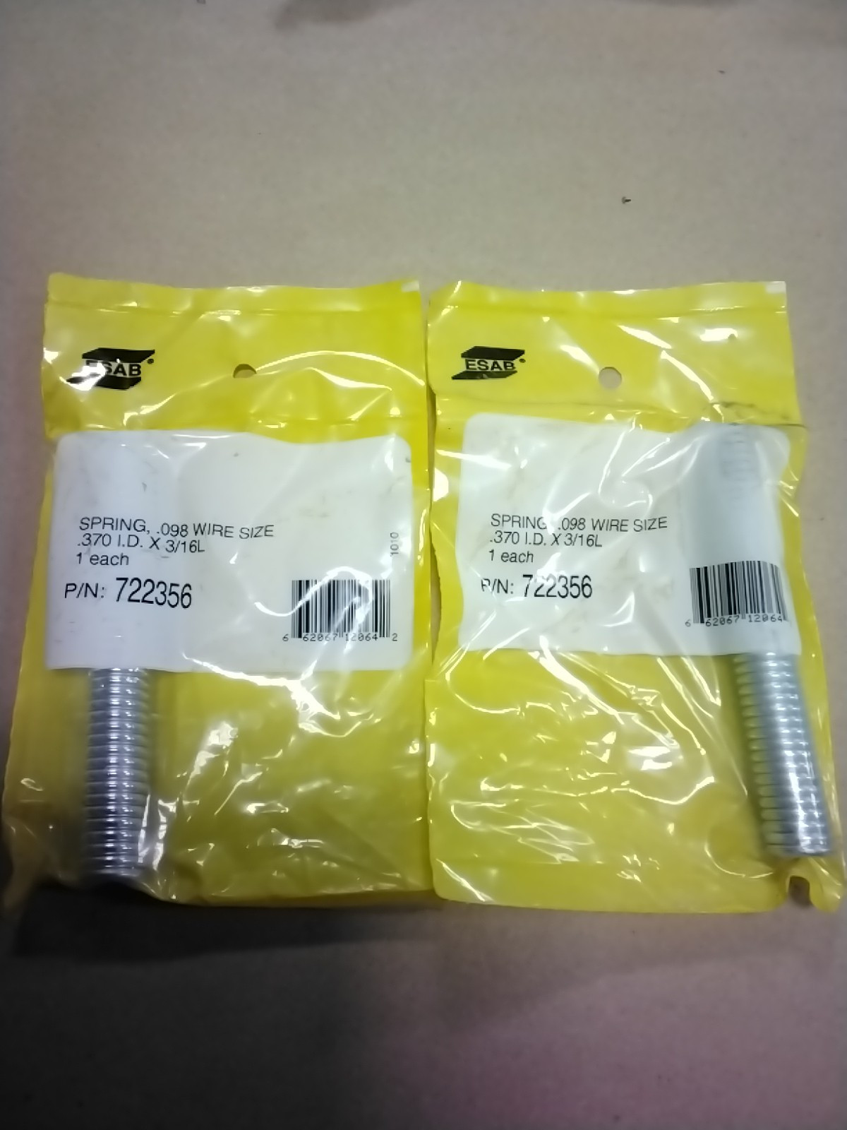 ESAB 722356 .370 ID x 4 3/16L 0.098 Wire Size, Lot of 2