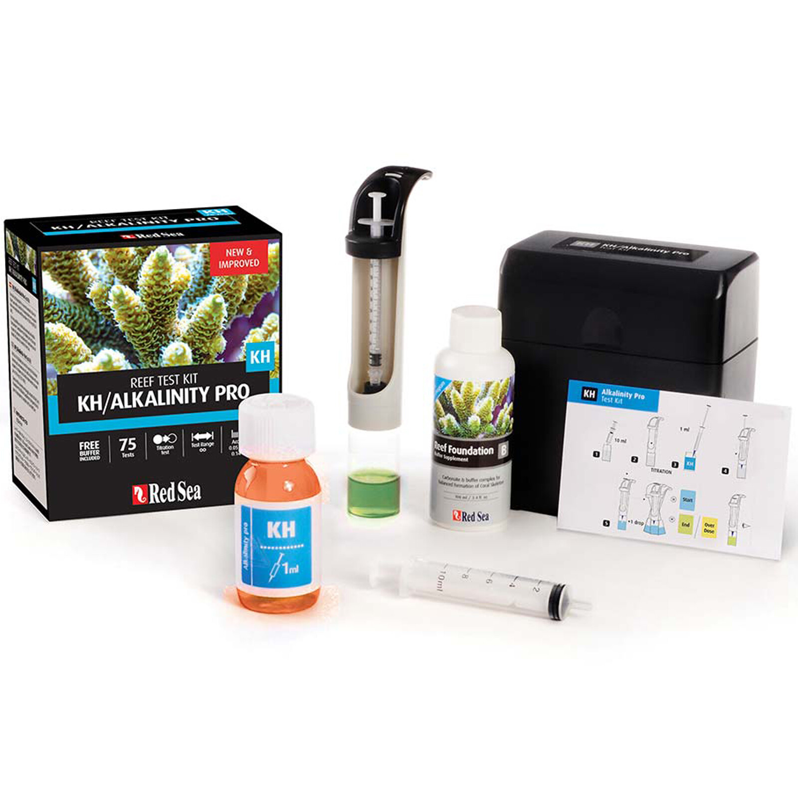 Red Sea KH/Alkalinity Pro Reef Test Kit High Accuracy Titration Method 75 Tests