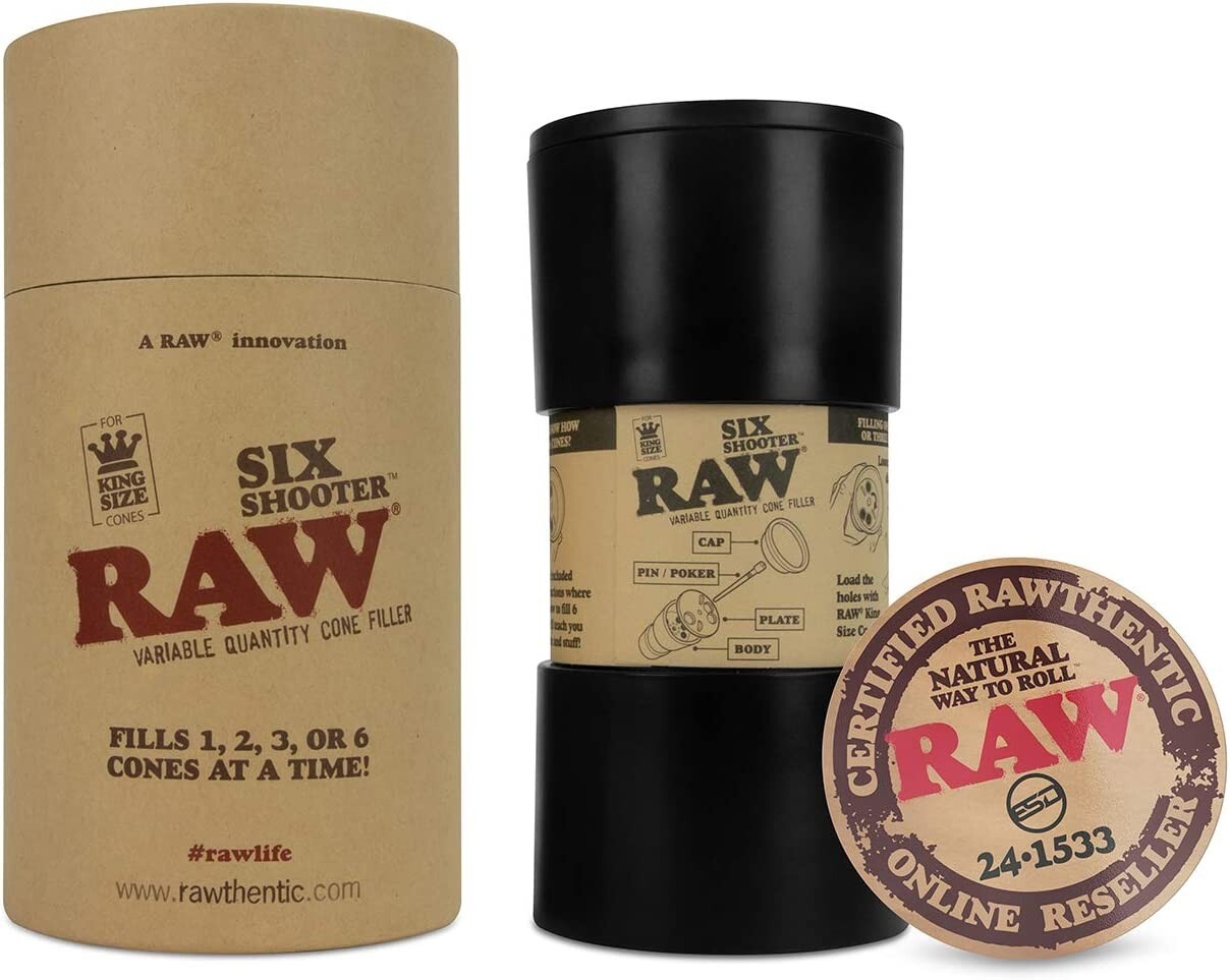 RAW Six Shooter for King Size Pre Rolled Cones | Fills up to Six Cones at Once!