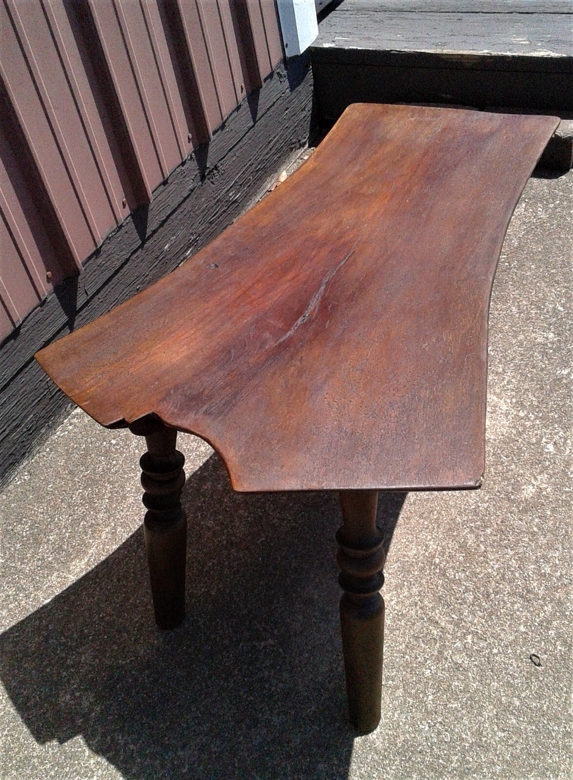 Antique Primitive Solid Walnut Plank Bench Live Edge 1900s Era