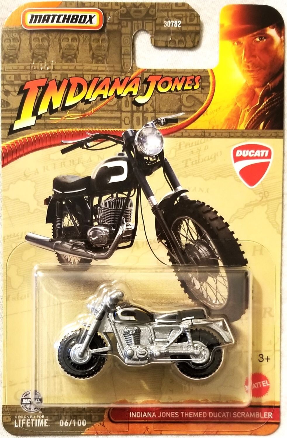 Matchbox - 2025 Mainline 06/100 Indiana Jones Themed Ducati Scrambler (BBJFD94)