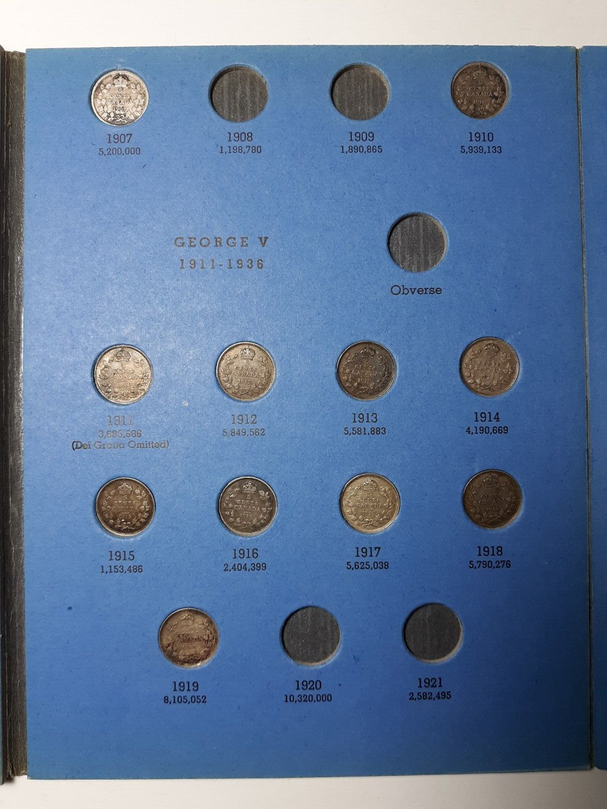 23 DIFFERENT CANADA 5c SILVERS IN FOLDER