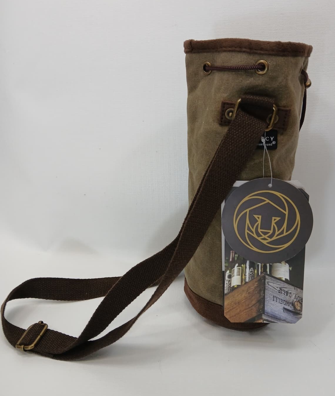 LEGACY - a Picnic Time brand Waxed Canvas Wine Tote Insulated Growler and Bot
