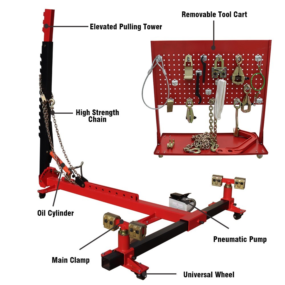 10 Tons(98KN) Heavy Duty Auto Body Frame Puller Car Frame Machine with Pump