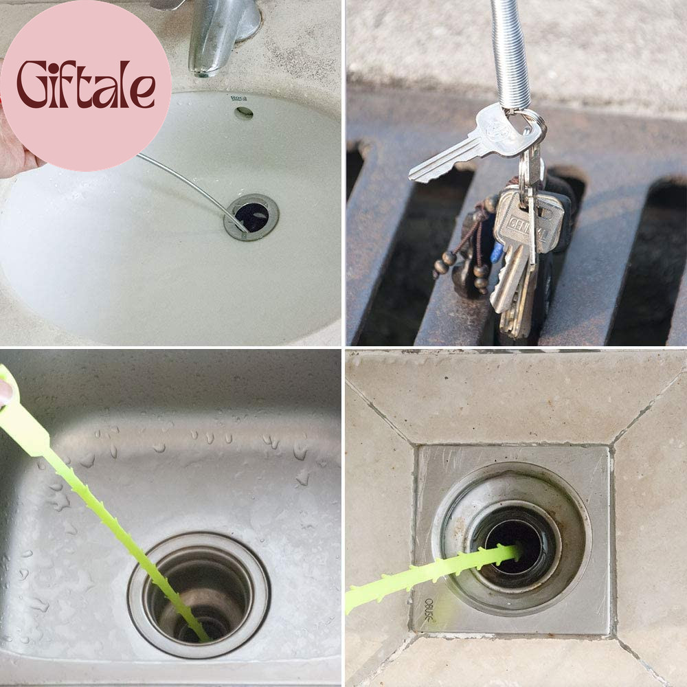 Flexible Grabber Claw Pick up Reacher Tool (Drain Clog Remove Tool), with 4 Claw