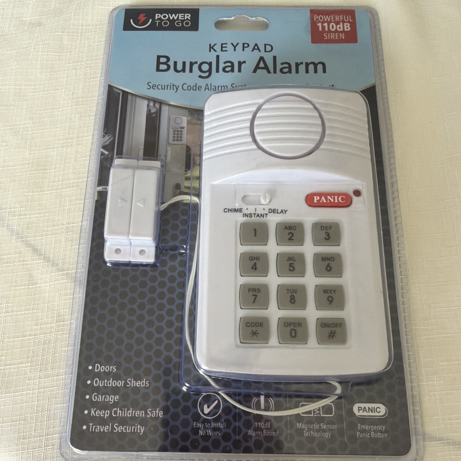 Power To Go Keypad Burglar Alarm Security Code Alarm System With Door Contact