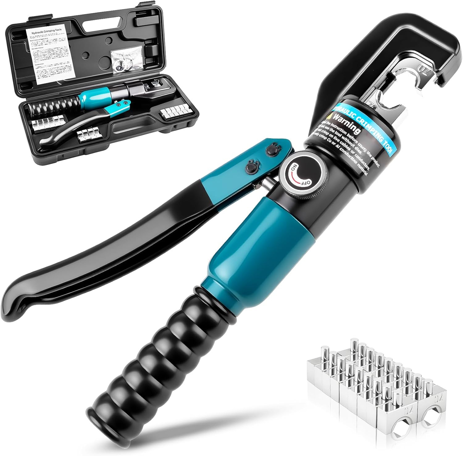 6-Ton Hydraulic Crimping Tool with 9 Pairs of Dies for Battery Cables