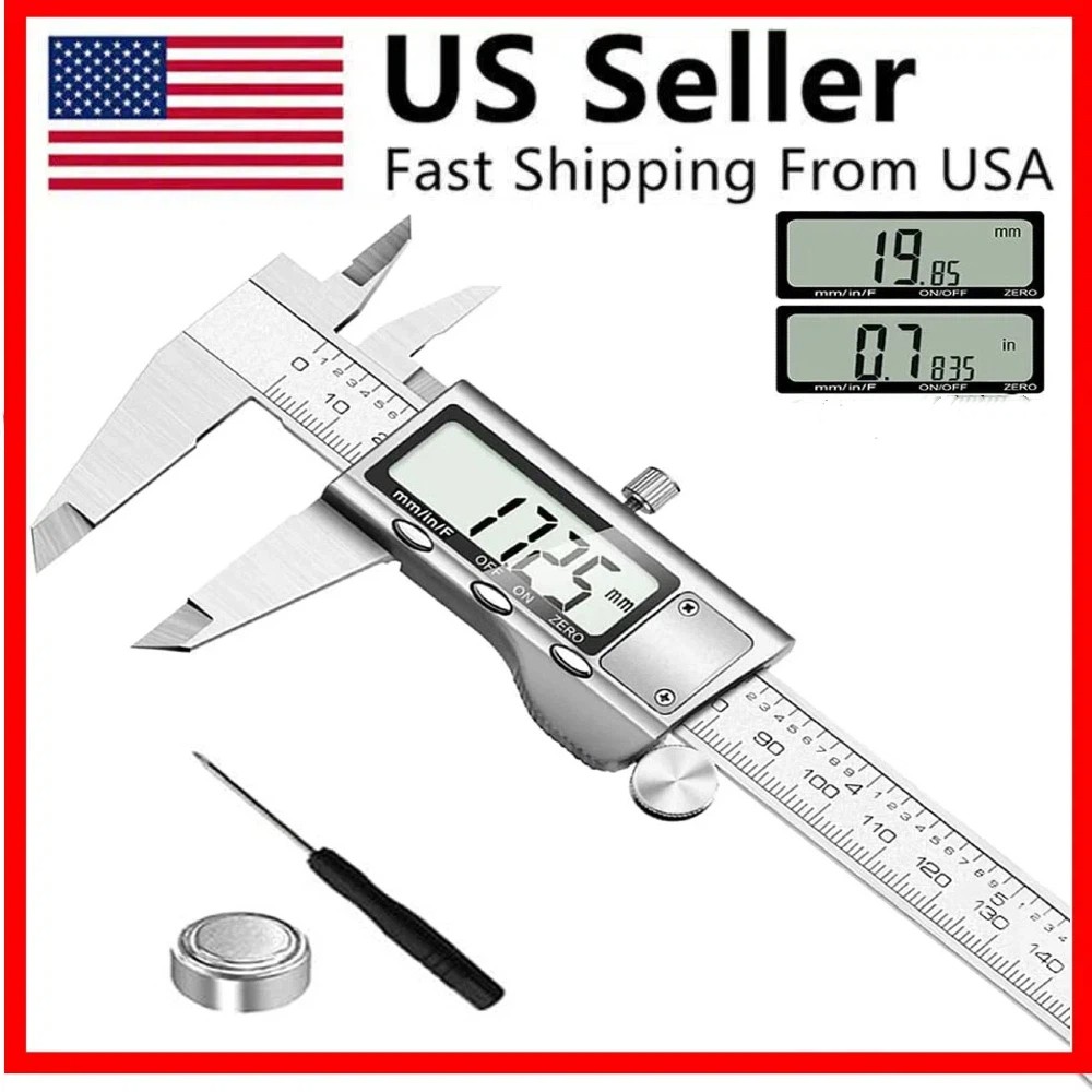 6" Digital Caliper Vernier 150mm Stainless Steel Micrometer LCD Gauge Measuring