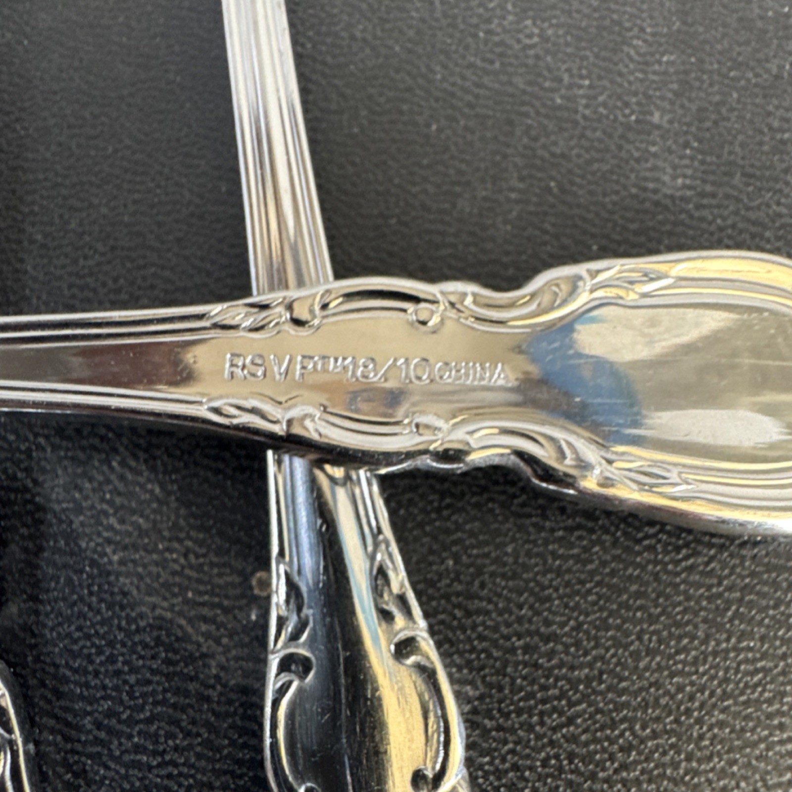 RSV Stainless Steel Spoon Set Glossy All-Over Handle Pattern 4 pcs
