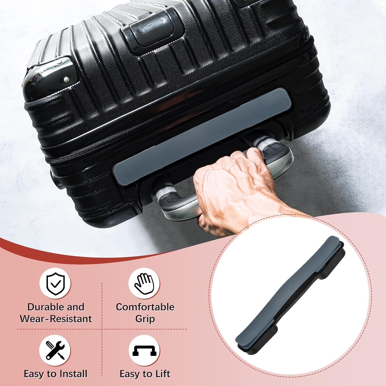 Luggage Replacement Handle [2PCS] -Plastic Handle Grip Carry Strap with Screw...