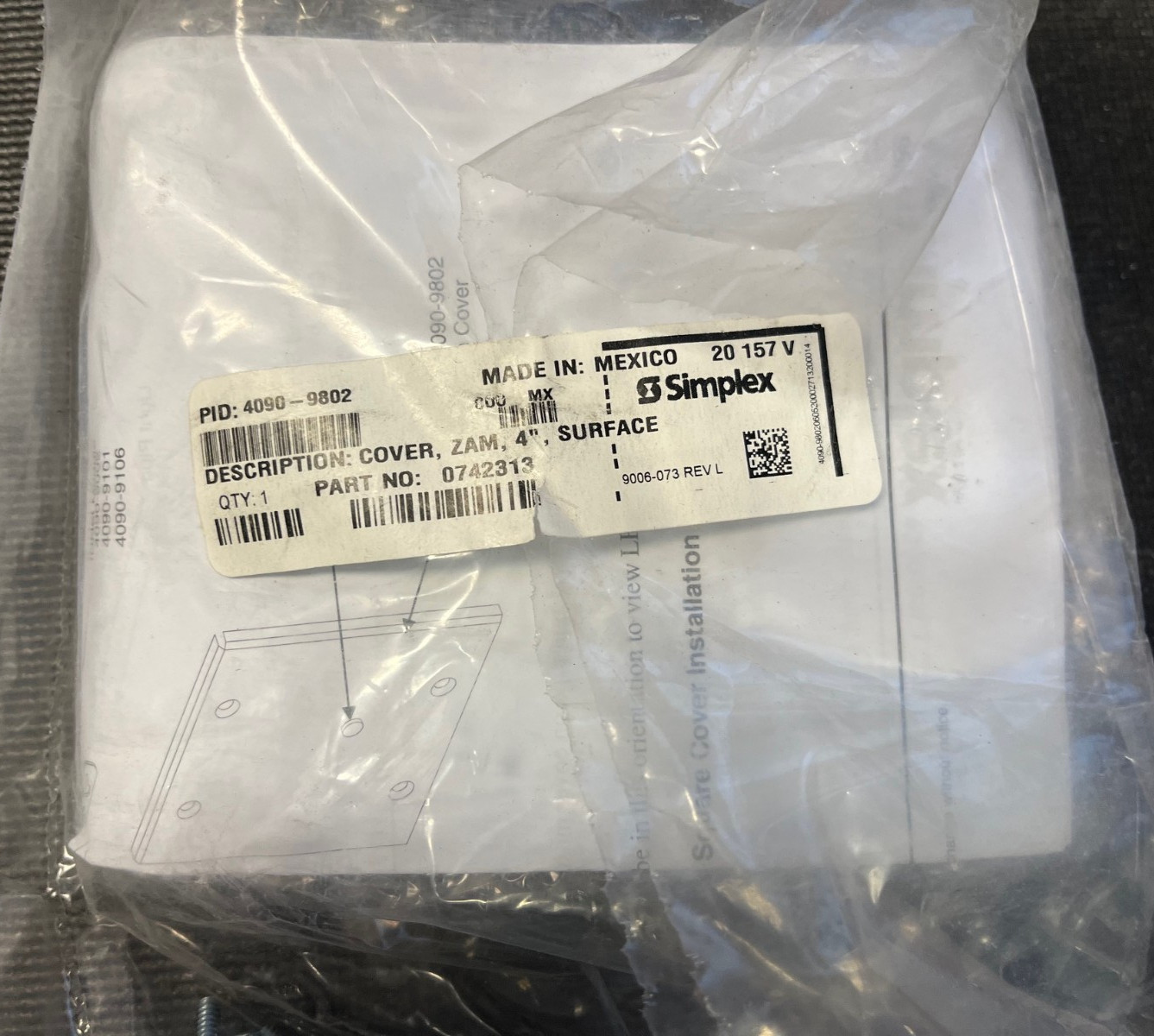 Simplex Surface Cover Plate 4090-9802 Zamac 4" New