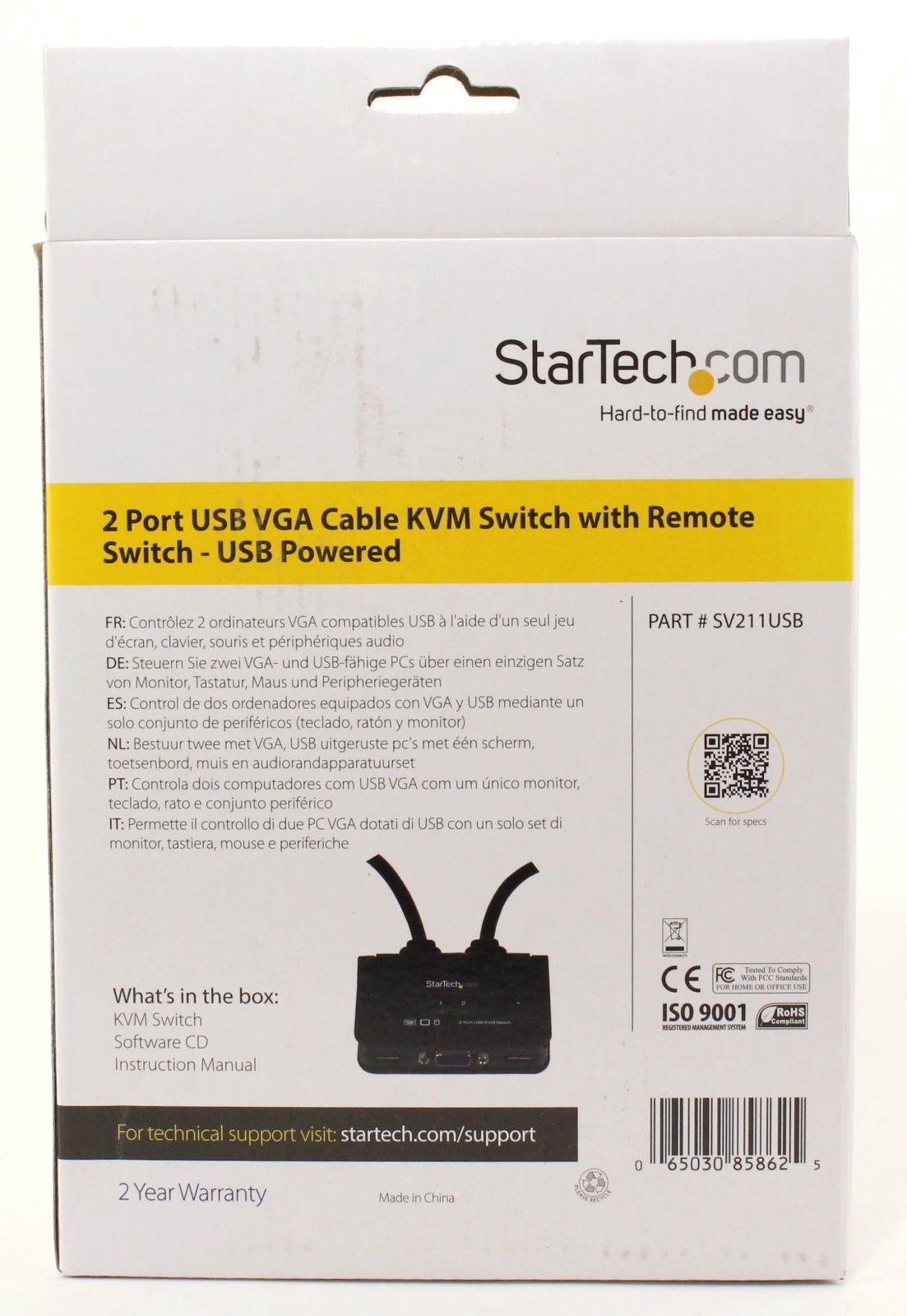 Startech 2 Port USB VGA KVM Cable with Remote Switch