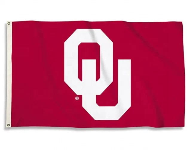 Oklahoma Sooners Red 3' X 5' Flag Banner, Large College Flag.