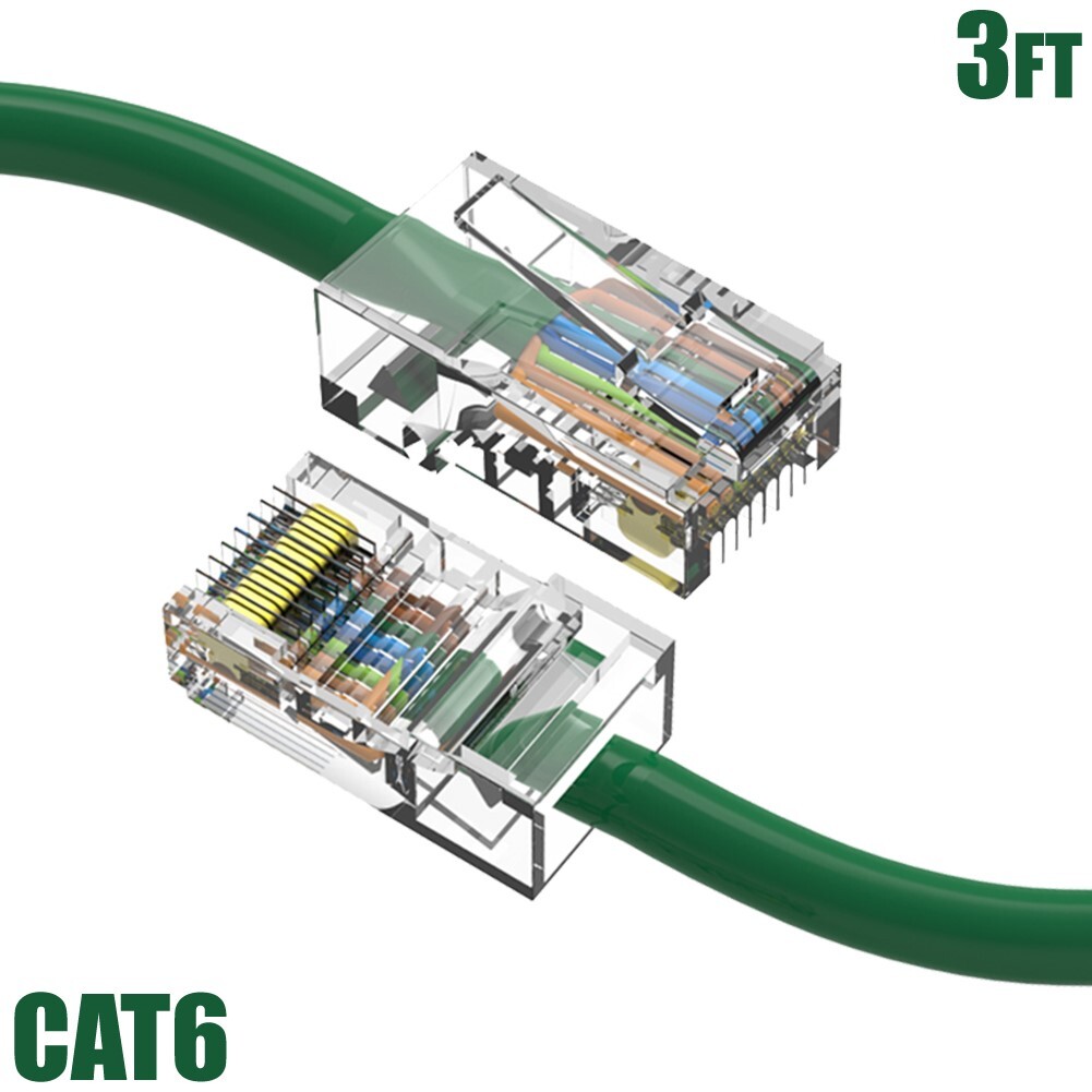 3FT Cat6 RJ45 Ethernet LAN Network UTP Non-Boot Patch Cable Copper 24AWG Green
