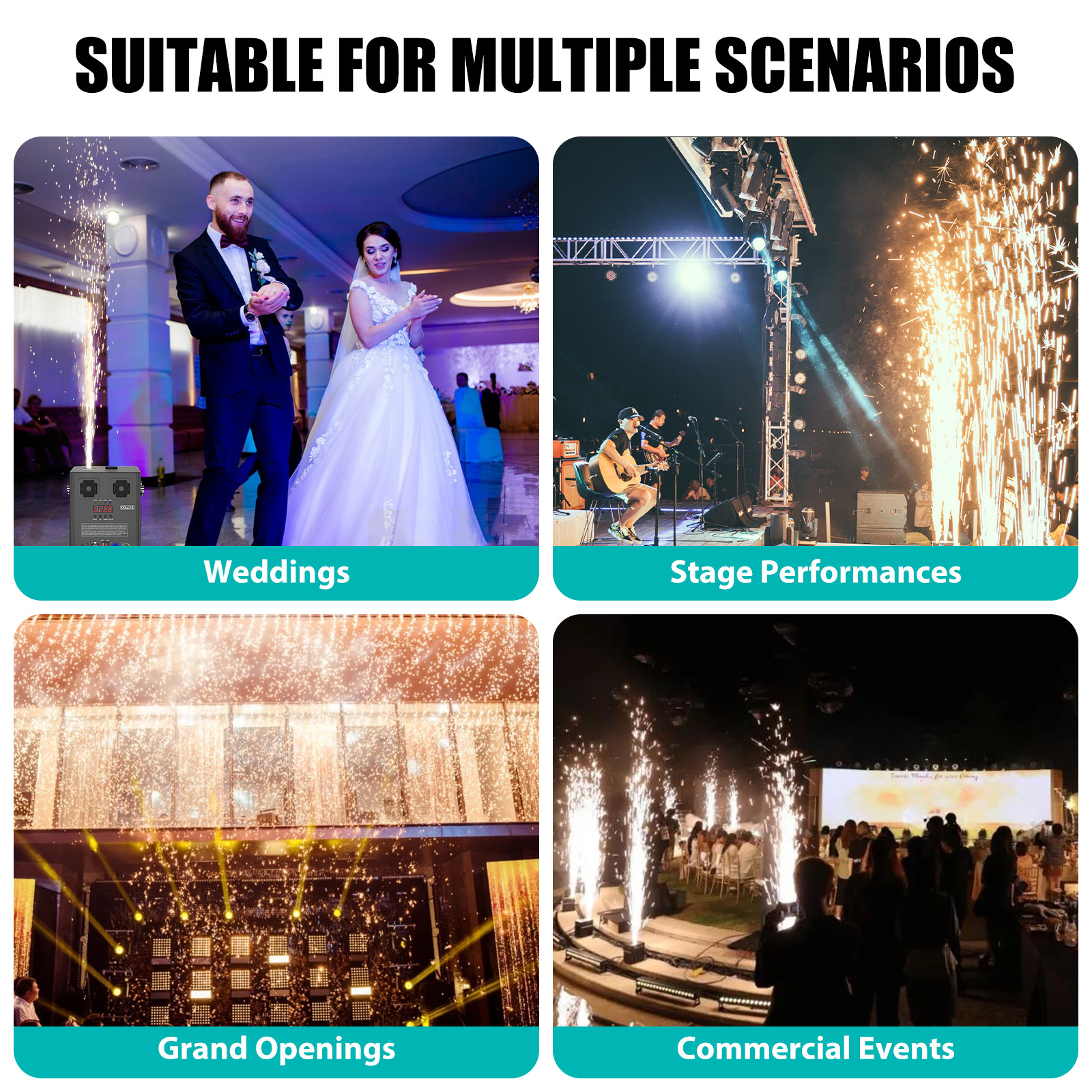 HOLDLAMP 700W Cold Spark Machine Stage Effect DMX Firework Event Party Wedding
