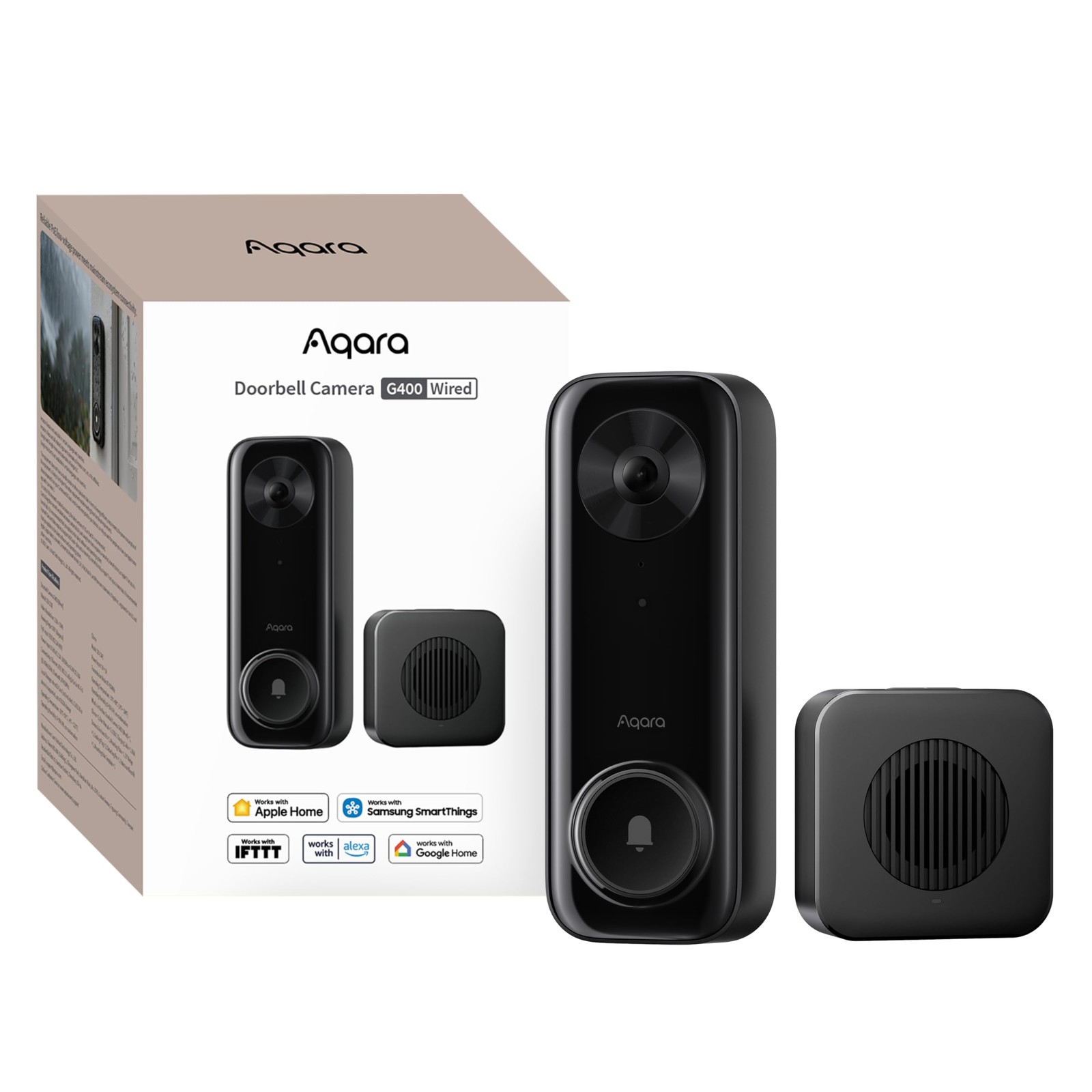 Aqara Doorbell Camera G400 with Chime, Wired/PoE, HomeKit Secure Video, 2K...