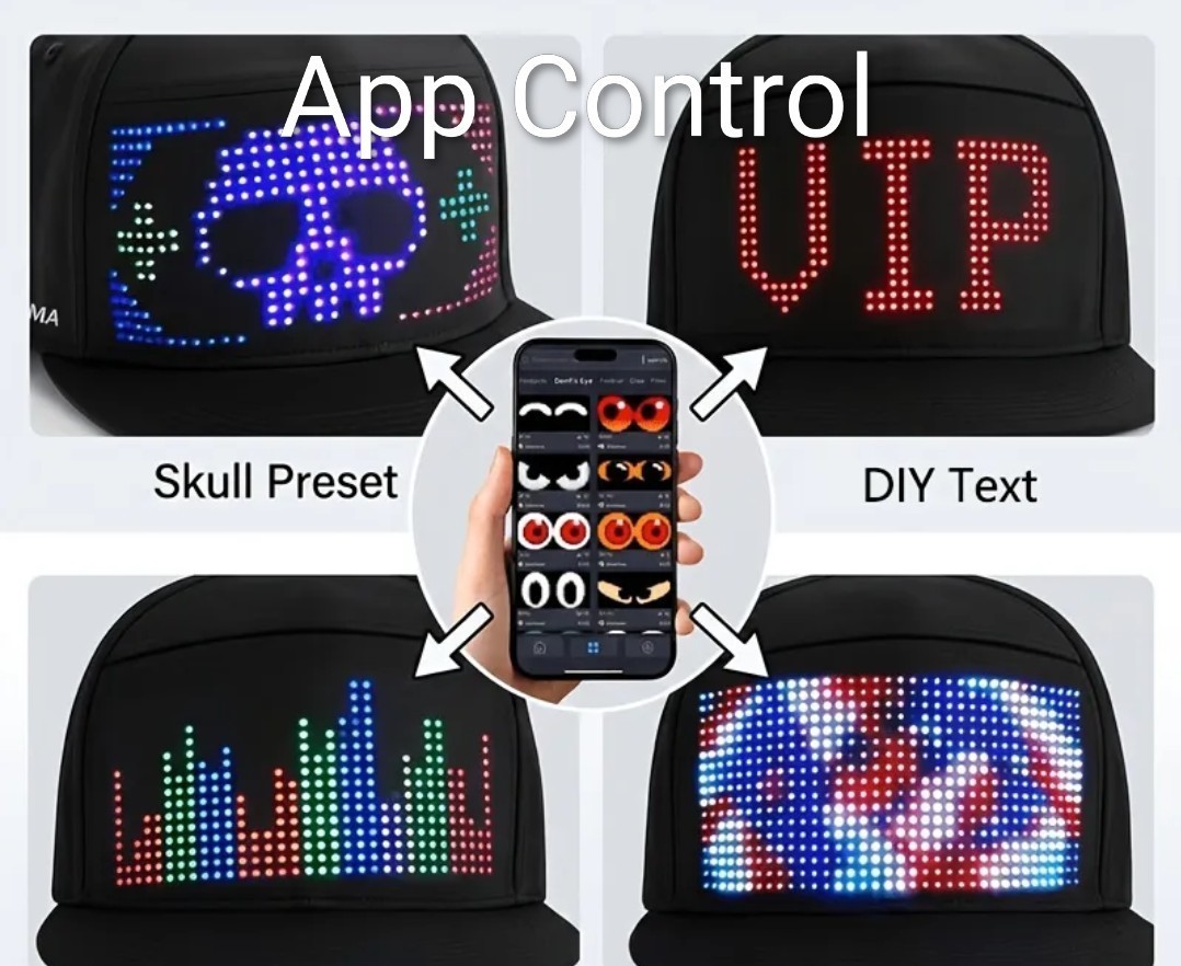 LED Light Up Snapback Hat USB Rechargeable Glow Cap Festival Party DJ