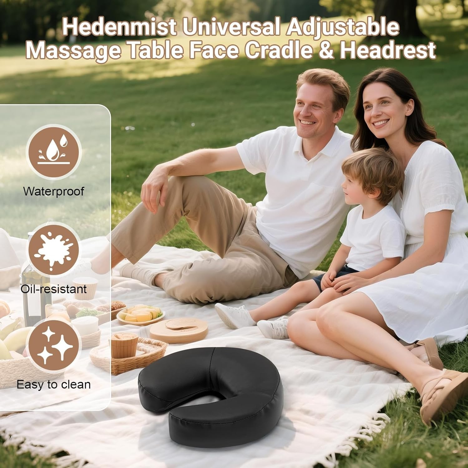 Face Down Tabletop Massage Kit Adjustable Face Cradle and Arm Rest Pad Black