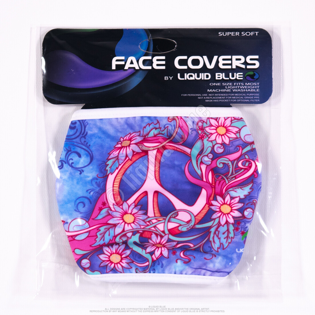 LIQUID BLUE FACE COVERING-MASK-PASTEL PEACE-DOUBLE LAYER- COTTON LINER