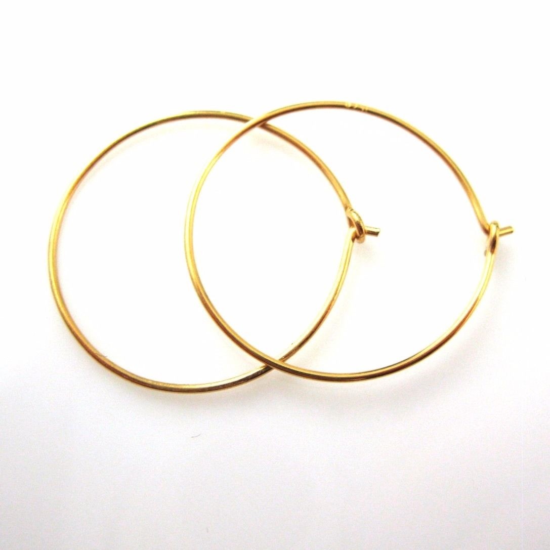 22K Gold plated over 925 Sterling Silver-Simple Earring Hoops- 20mm (2 pairs)