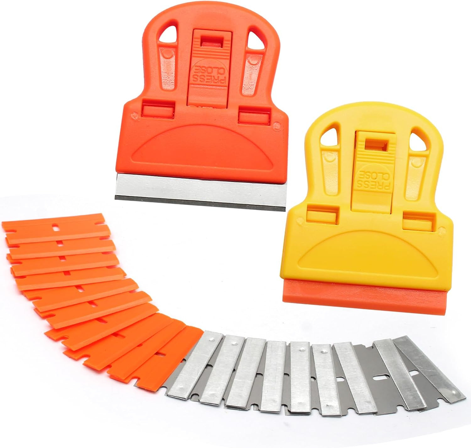 2 Sets Razor Blade Scrapers with Plastic Scraper Tool | Extra 10 Plastic Razor B