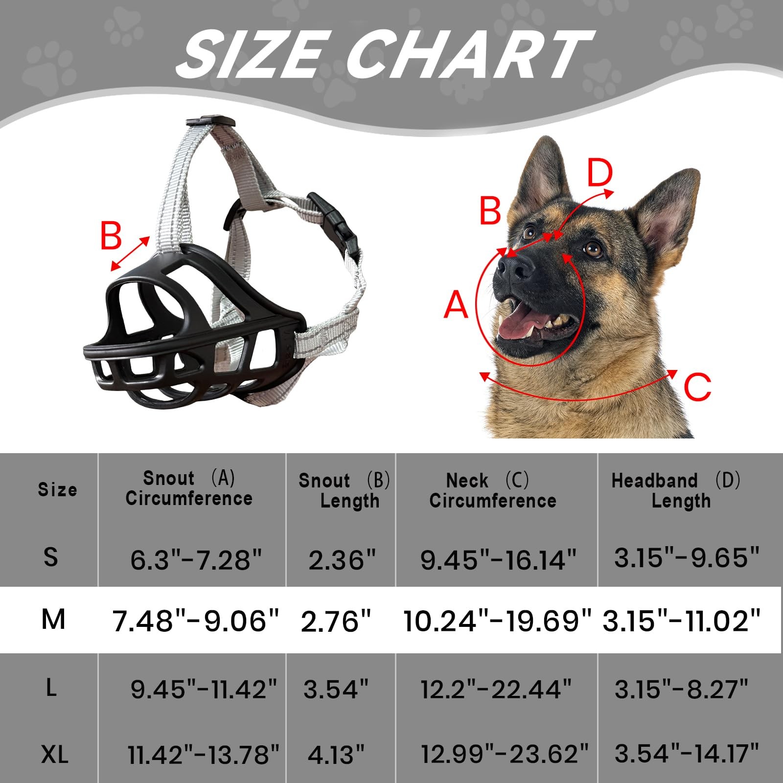 Dog Muzzle, Basket Muzzle for Small Medium Large Dogs, Anti-Biting and Chewin...
