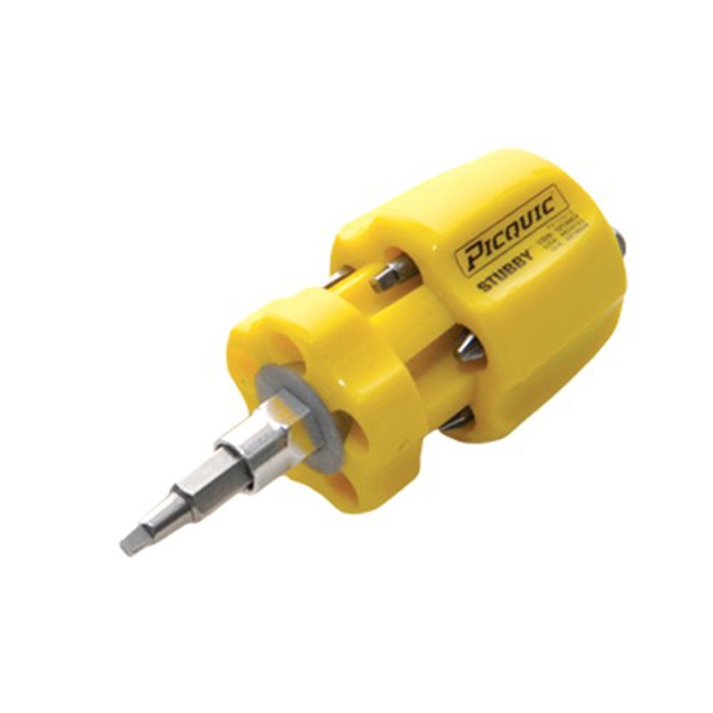 Rack-A-Tiers P91000 Stubby Picquic Multi-Driver Screwdriver 1.3" Bit Tool