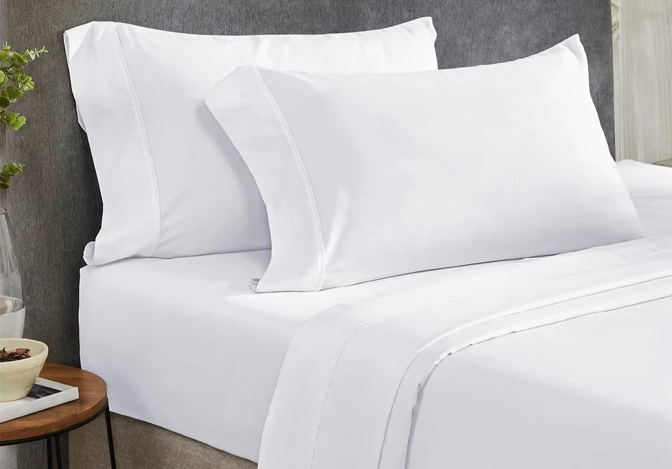 California Design Den Full Sheet Set Soft 400 Thread Count Sateen Bright White
