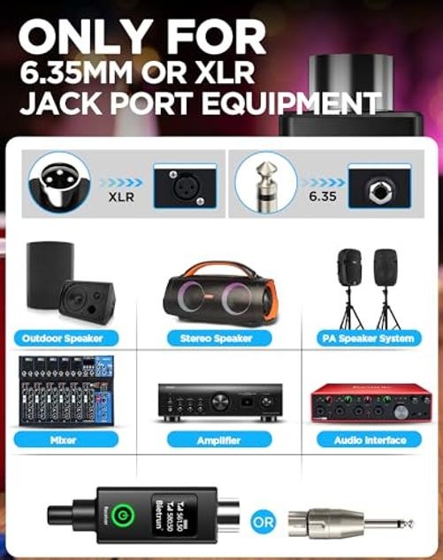 XLR Wireless Microphone, UHF Dual Handheld Dynamic Grey Red with receiver