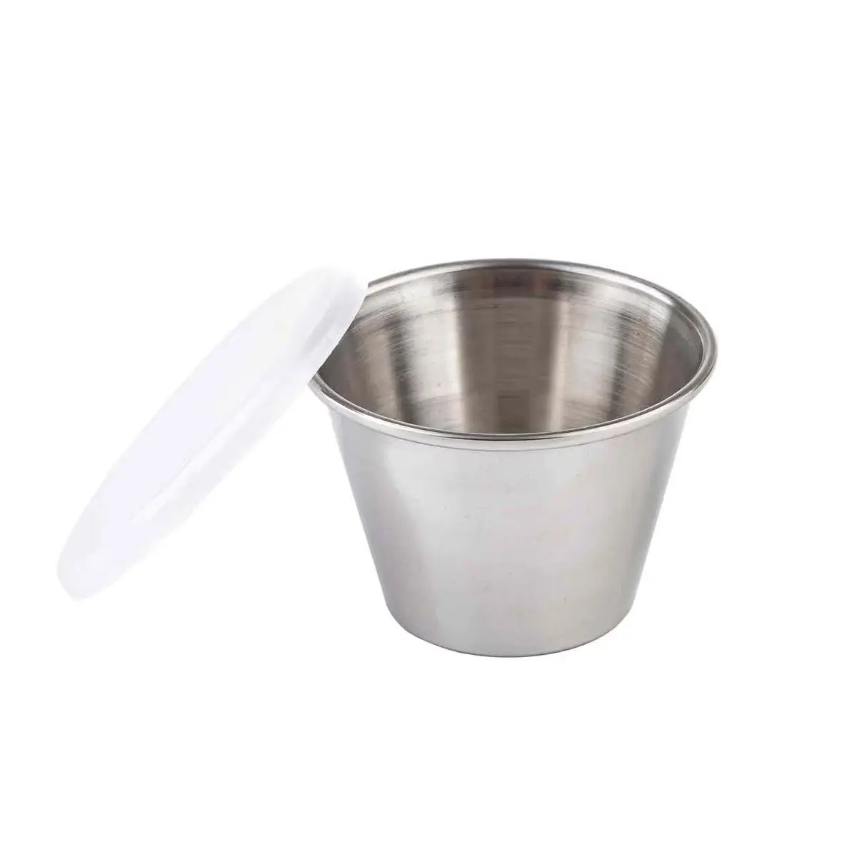 TableCraft H5069 2-1/2 oz Stainless Steel Ramekin w/ Clear Lid - 6 Per Pack